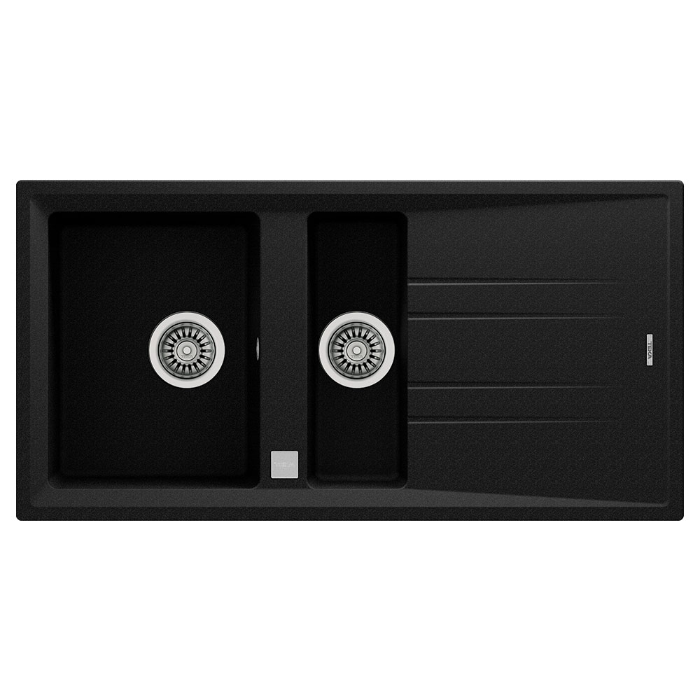 Teka Maestro Stone 60 B-TG Metalik Siyah 1000x510mm Bir Büyük Hazne Bir Küçük Hazne ve Damlalıklı Tegranite Evye
