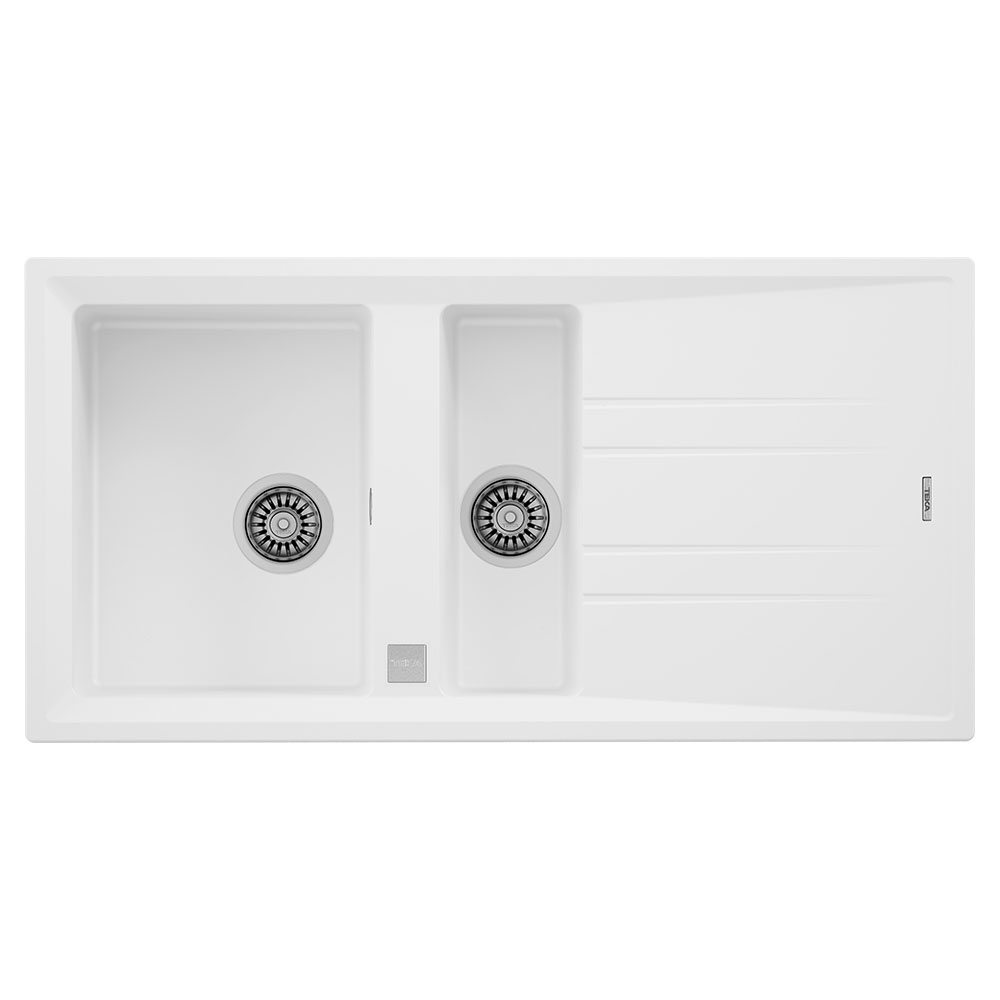 Teka Maestro Stone 60 B-TG Beyaz 1000x510mm Bir Büyük Hazne Bir Küçük Hazne ve Damlalıklı Tegranite Evye