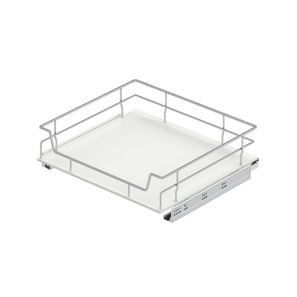 Starax S-2614-C Ahşap Tablalı Bağımsız Çift Açılım Gizli Raylı Çekmece Krom 50 cm.