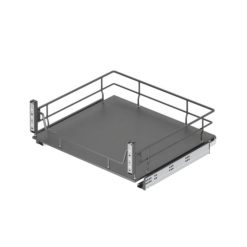 Starax S-2622-A Kapağa Monte Ahşap Tablalı Çift Açılım Gizli Raylı Çekmece Antrasit 40 cm.