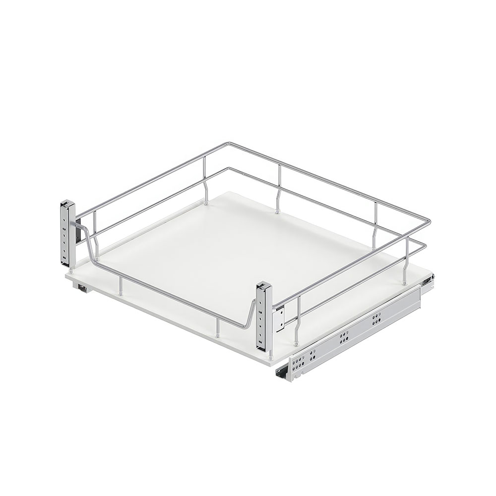 Starax S-2622-C Kapağa Monte Ahşap Tablalı Çift Açılım Gizli Raylı Çekmece Krom 40 cm.