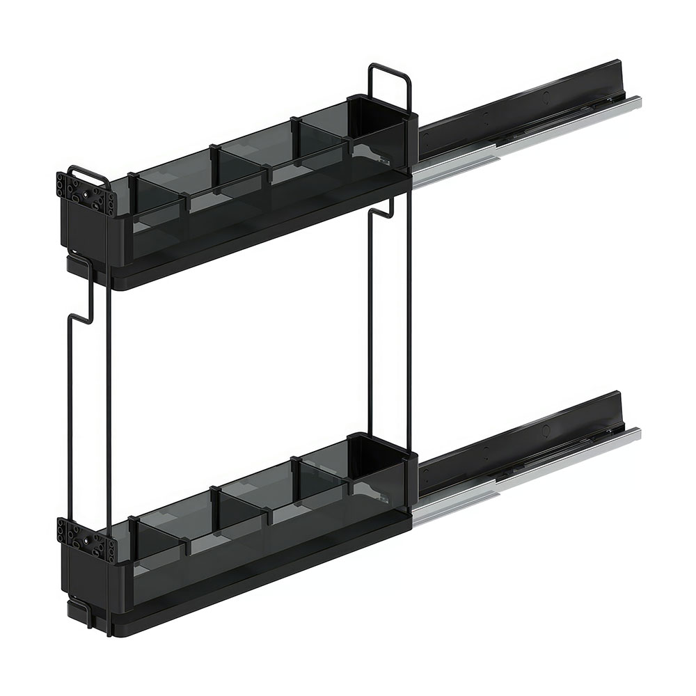 Starax S-2662-P-A Premium Kaymaz Yüzeyli Ahşap Tablalı Şişelik Çift Açılım Antrasit Sol 15 cm.