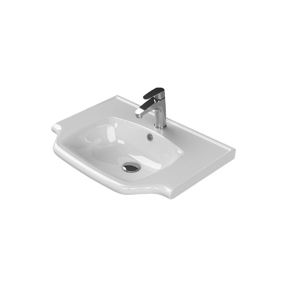 Cerastyle 081000-U Yeni Klasik Etajerli Lavabo, Beyaz, 65x48 cm.