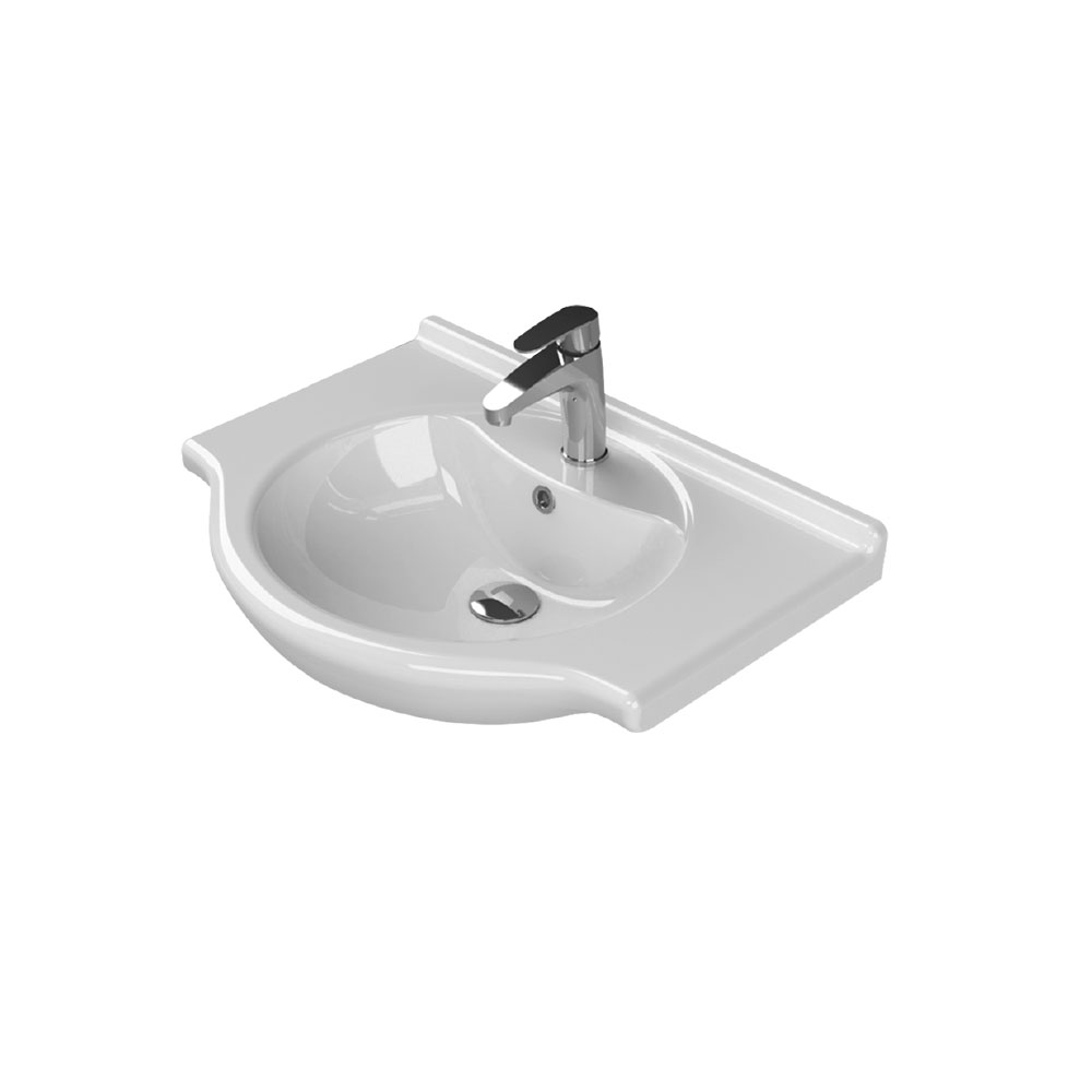 Cerastyle 066100-U Nil Etajerli Lavabo, Beyaz, 65x50 cm.