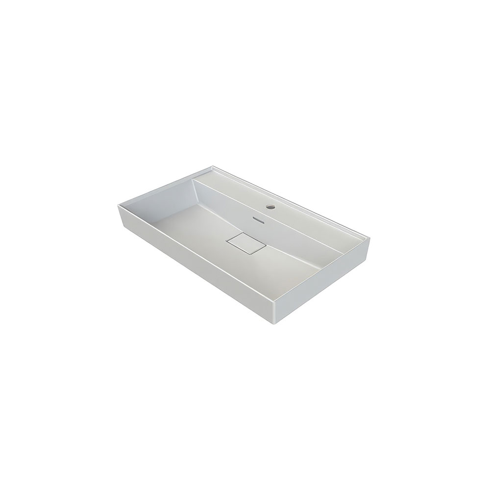 Cerastyle 037000-U97 Sharp Etajerli Lavabo, Mat Beyaz, 48x48 cm