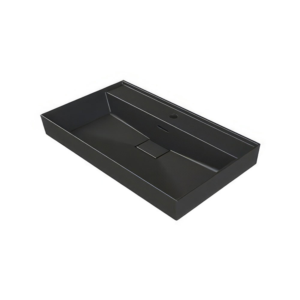 Cerastyle 037507-U97 Sharp Etajerli Lavabo, Mat Siyah, 100x48 cm.