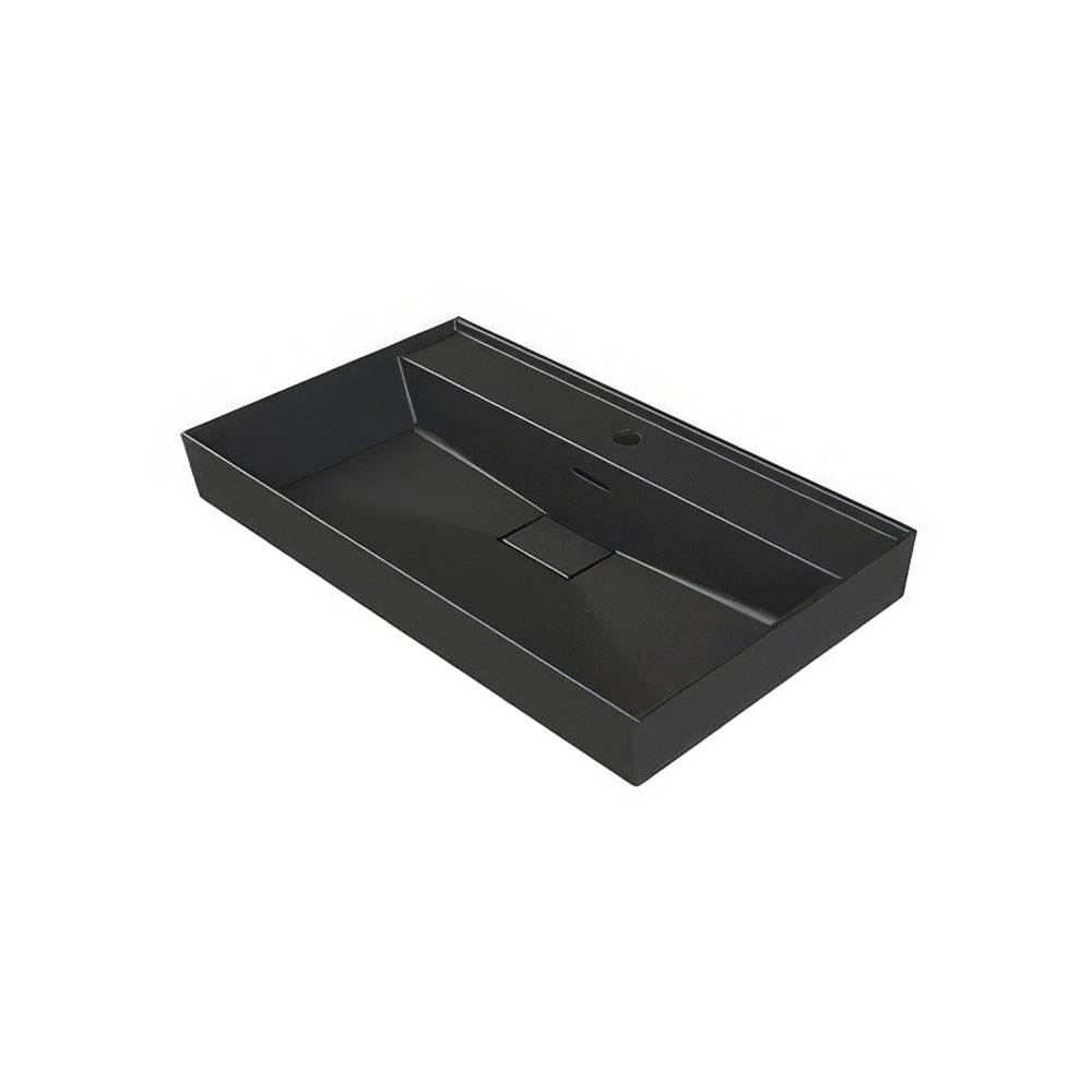 Cerastyle 037307-U97 Sharp Etajerli Lavabo, Mat Siyah, 80x48 cm