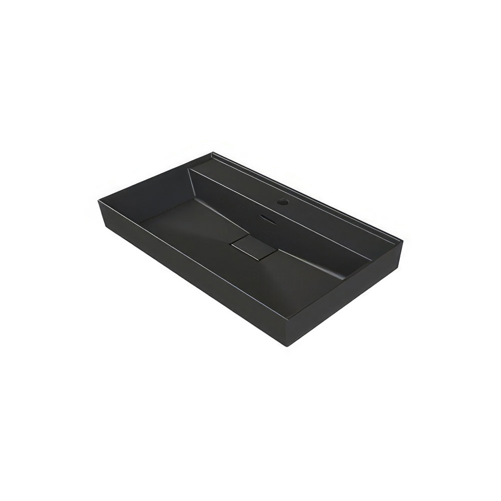 Cerastyle 037107-U97 Sharp Etajerli Lavabo, Mat Siyah, 60x48 cm