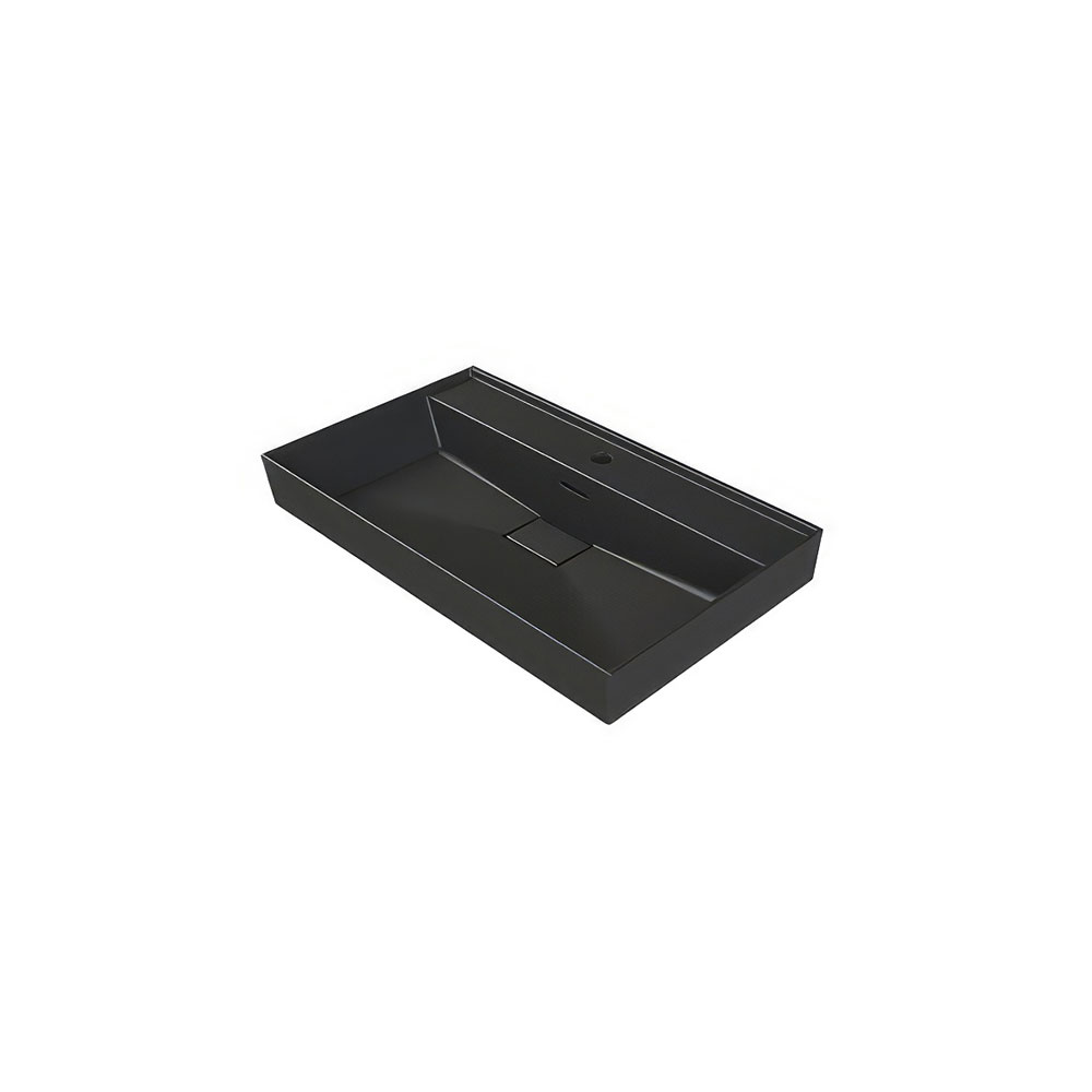 Cerastyle 037007-U97 Sharp Etajerli Lavabo, Mat Siyah, 48x48 cm