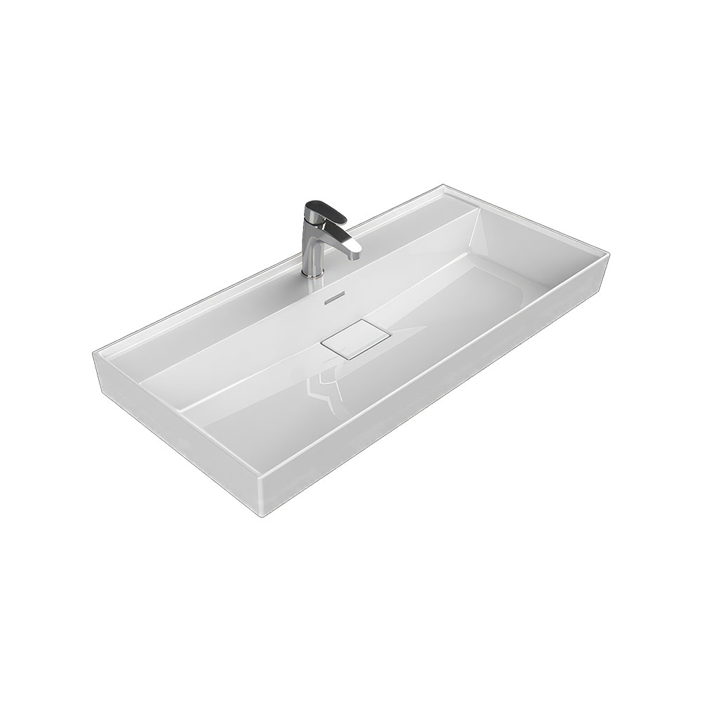 Cerastyle 037500-U Sharp Etajerli Lavabo, Beyaz, 100x48 cm.