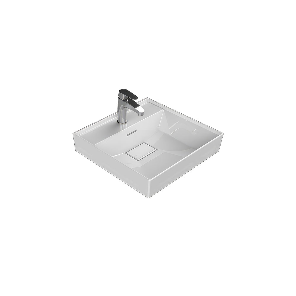 Cerastyle 037000-U Sharp Etajerli Lavabo, Beyaz, 48x48 cm.