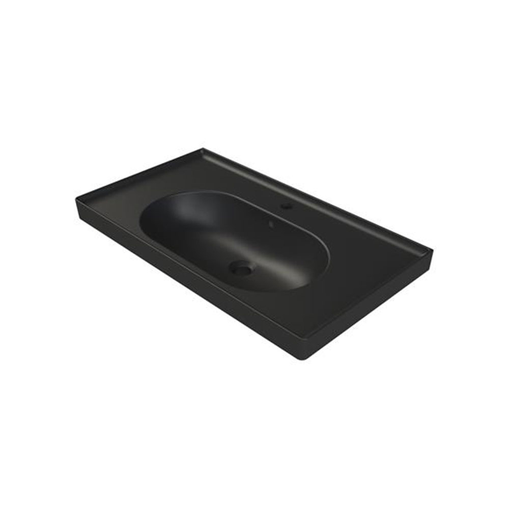 Cerastyle 043307-U97 Arya Etajerli Lavabo, Mat Siyah, 80x45 cm.