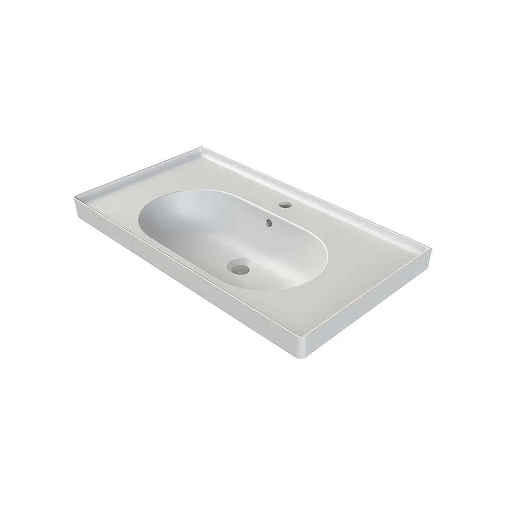Cerastyle 043300-U97 Arya Etajerli Lavabo, Mat Beyaz, 80x45 cm.