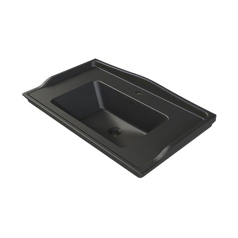 Cerastyle 036507-U97 Kapadokya Etajerli Lavabo, Parlak Siyah, 100x48 cm.