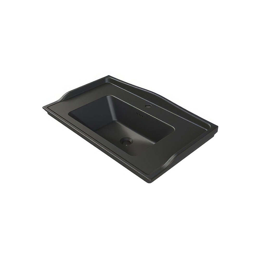 Cerastyle 036307-U97 Kapadokya Etajerli Lavabo, Parlak Siyah, 80x48 cm.