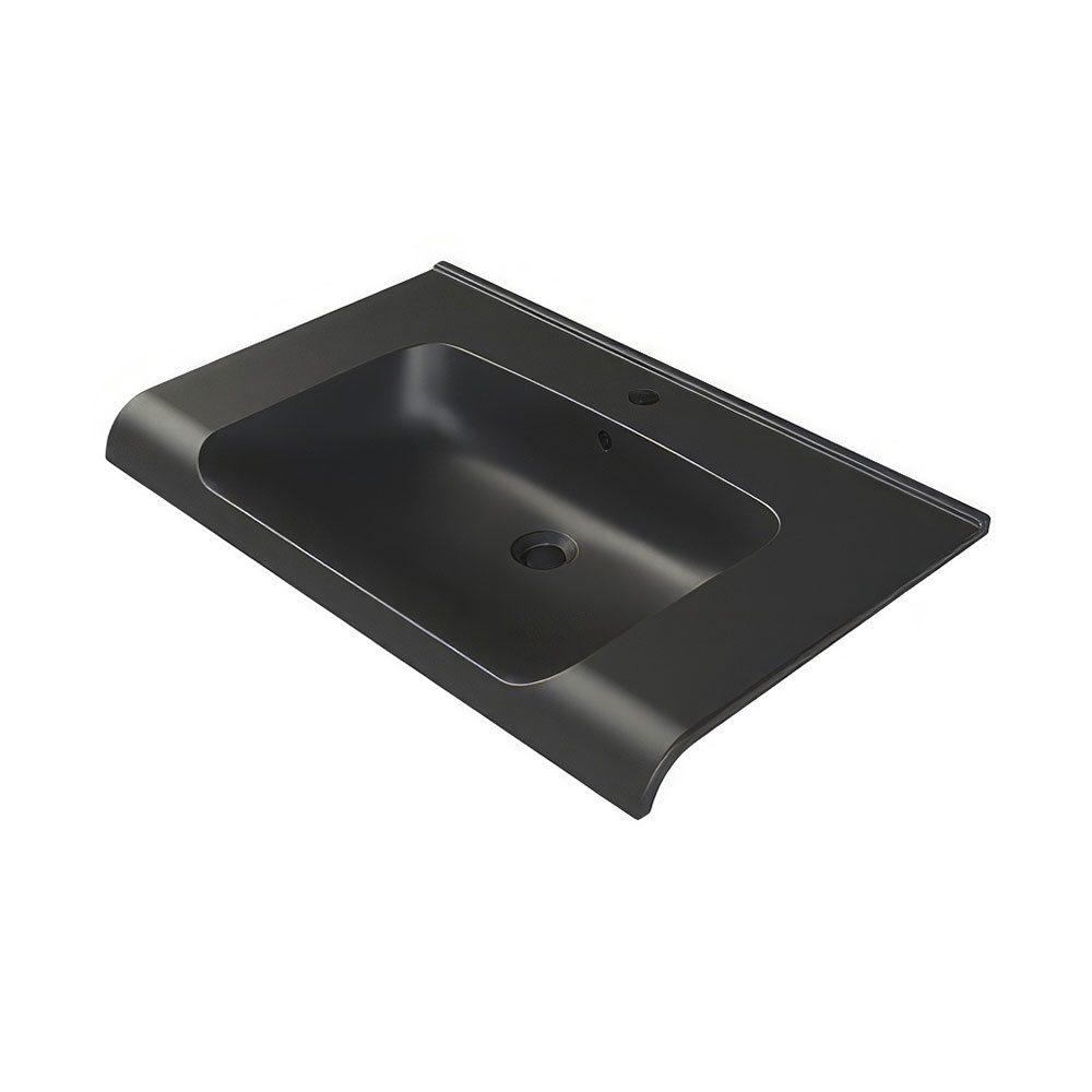 Cerastyle 090807-U Anova Etajerli Lavabo, Parlak Siyah, 100x50 cm.