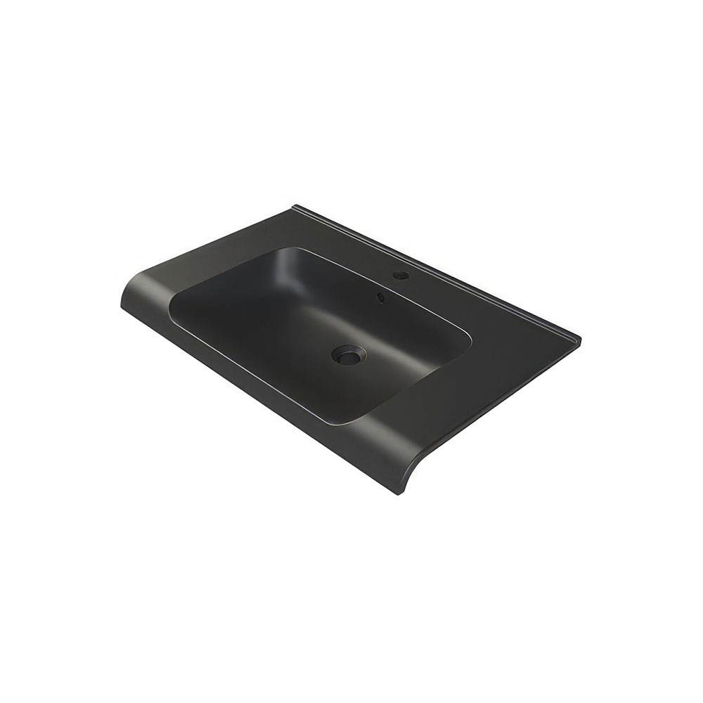 Cerastyle 090707-U Anova Etajerli Lavabo, Parlak Siyah, 80x50 cm.