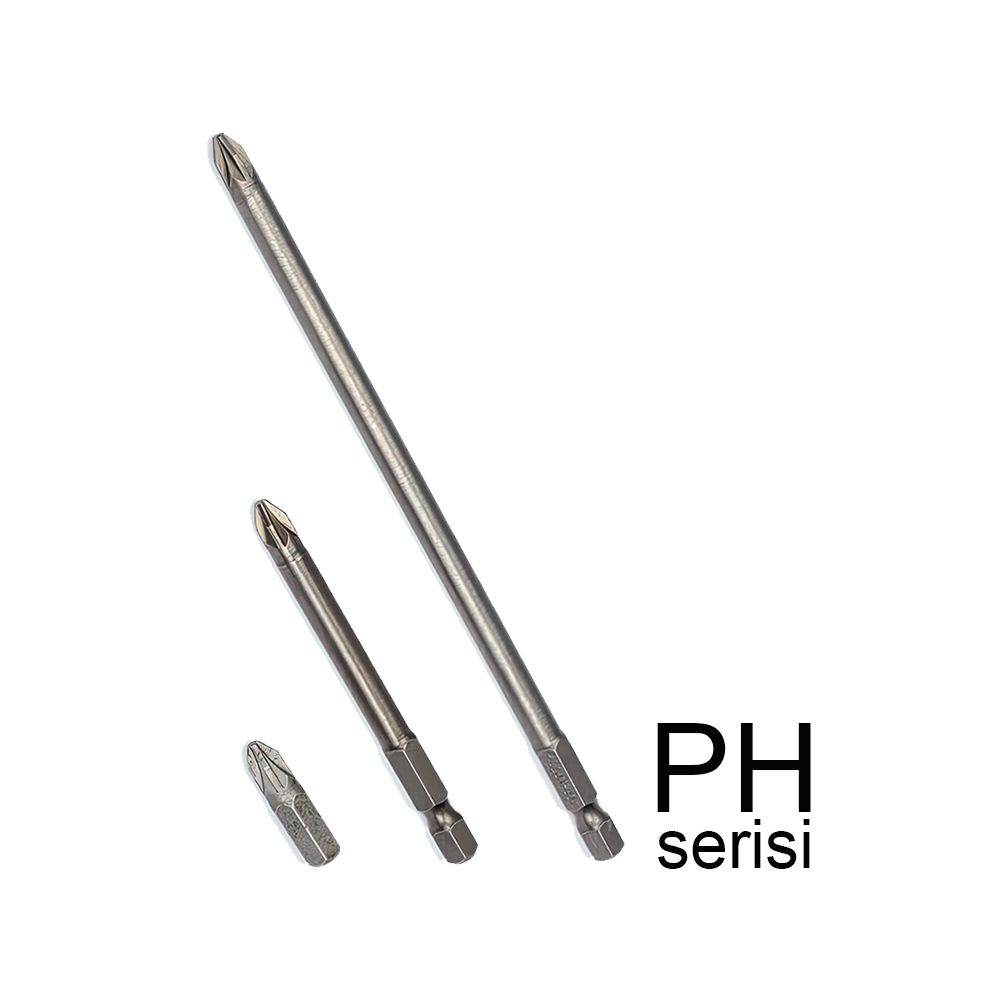 Bits Uçlar Matkap Uçlu Vidalar İçin 1/4" Ph Serisi 25 - 150 mm