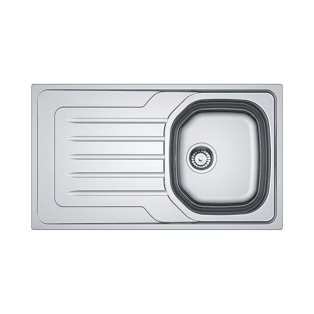 Franke Onda Line OLL 611-86 Inox Tezgah Üstü Evye 860x500mm Dekorlu Tek Gözlü Sol Damlalıklı Eviye