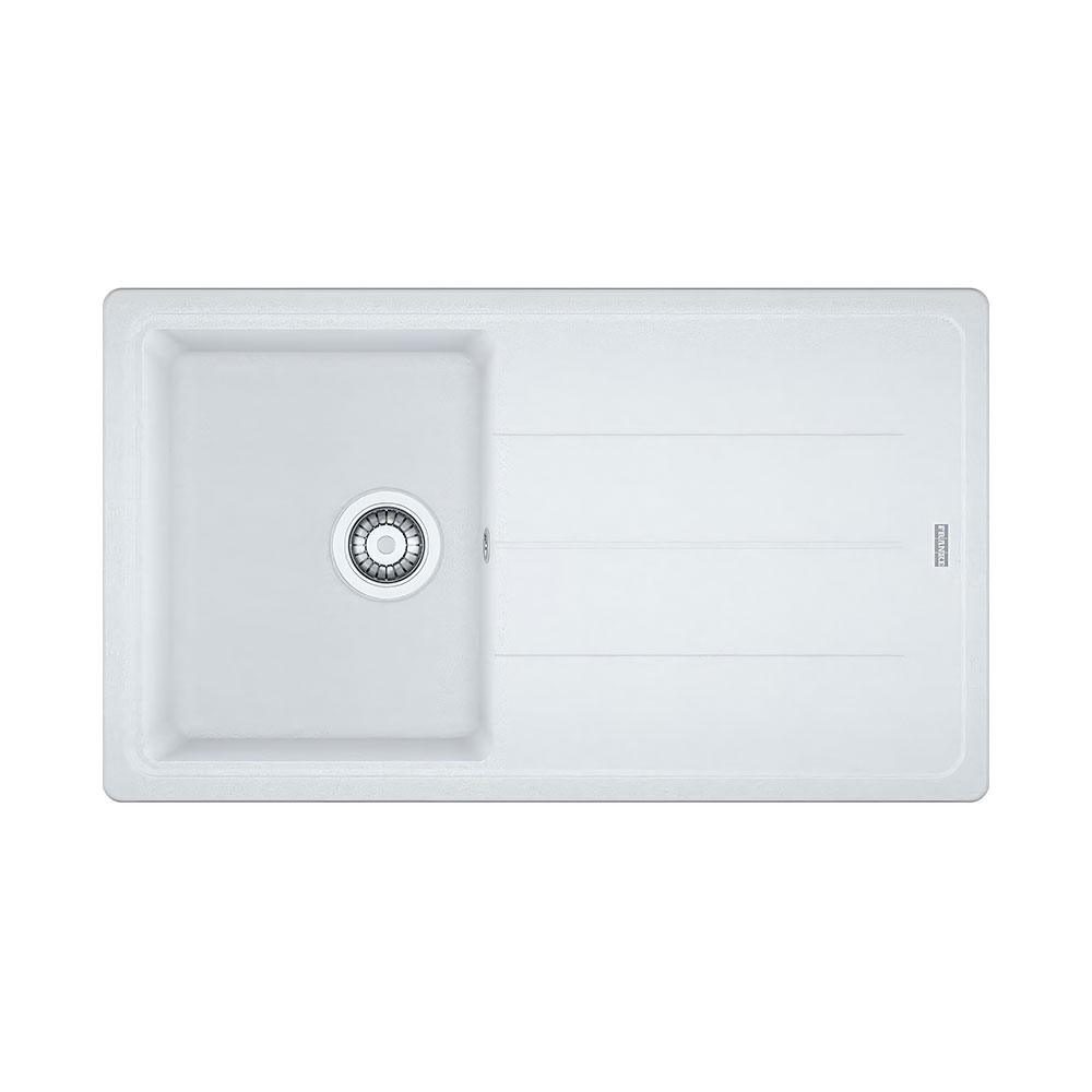 Franke Basis BFG 611-86 Bianco Tezgah Üstü 860x500mm Tek Gözlü Damlalıklı Granit Eviye