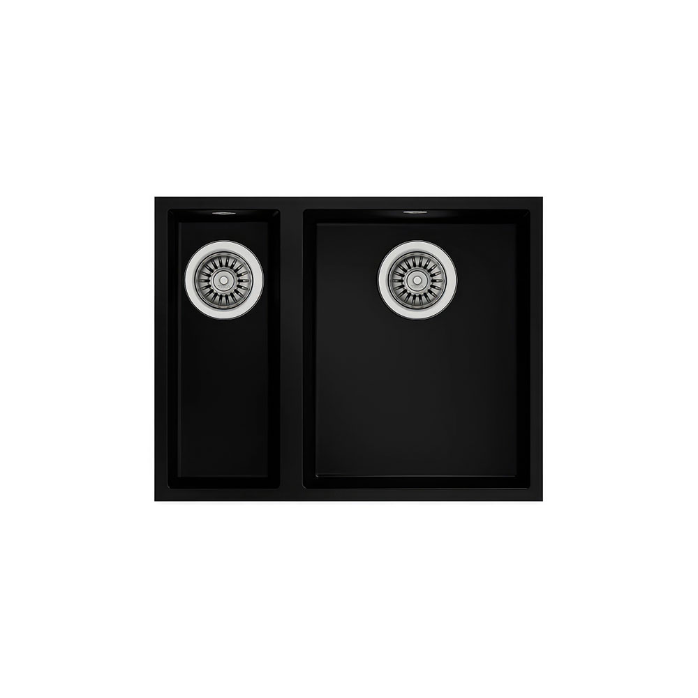 Teka Maestro Square 560 TG Siyah, Çift Hazneli Tezgahaltı Tegranite Eviye