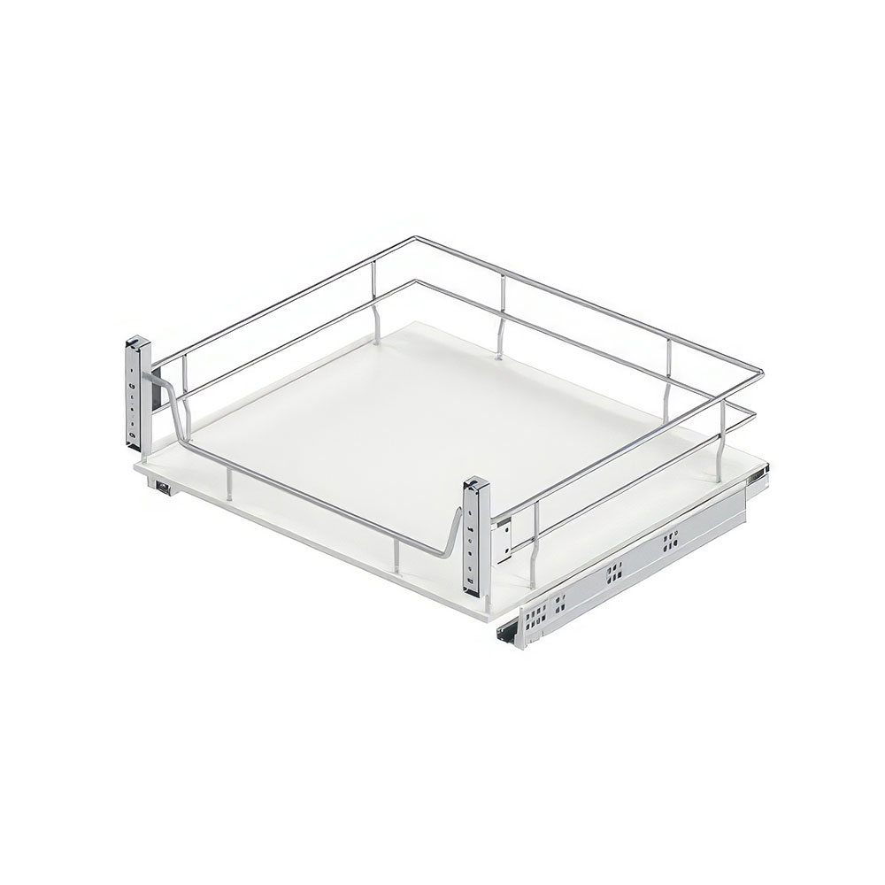 Starax S-2625-C Ahşap Tabanlı Kapağa Monte Çift Açılım Gizli Raylı Çekmece Krom 55 cm.