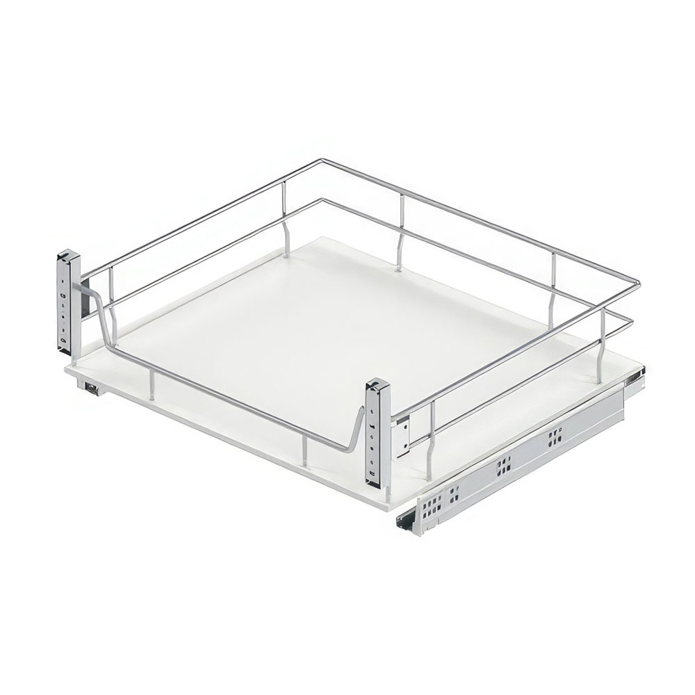 Starax S-2628-C Ahşap Tabanlı Kapağa Monte Çift Açılım Gizli Raylı Çekmece Krom 80 cm.