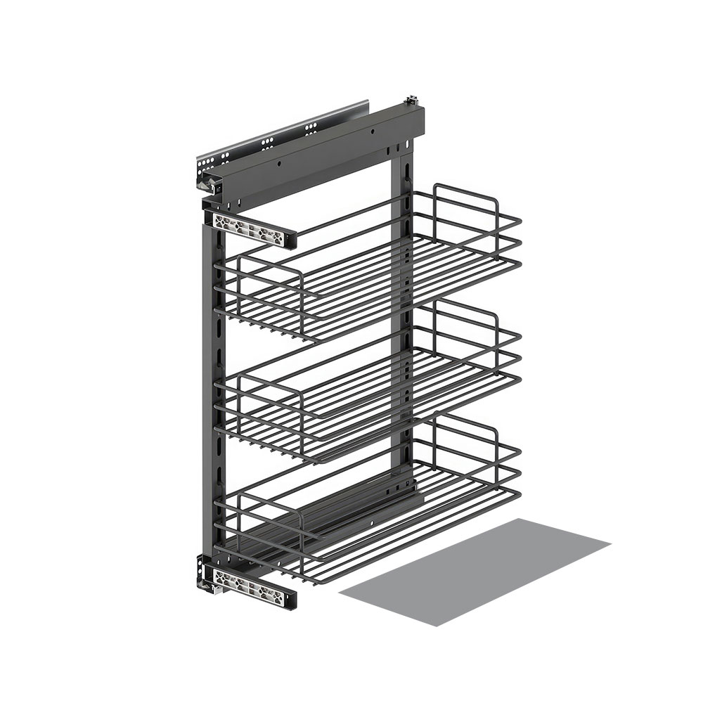 Starax S-2245-A Yandan Gizli Raylı Ahşap Tabanlı Tel Ünite Sağ 90° Antrasit 30 cm.