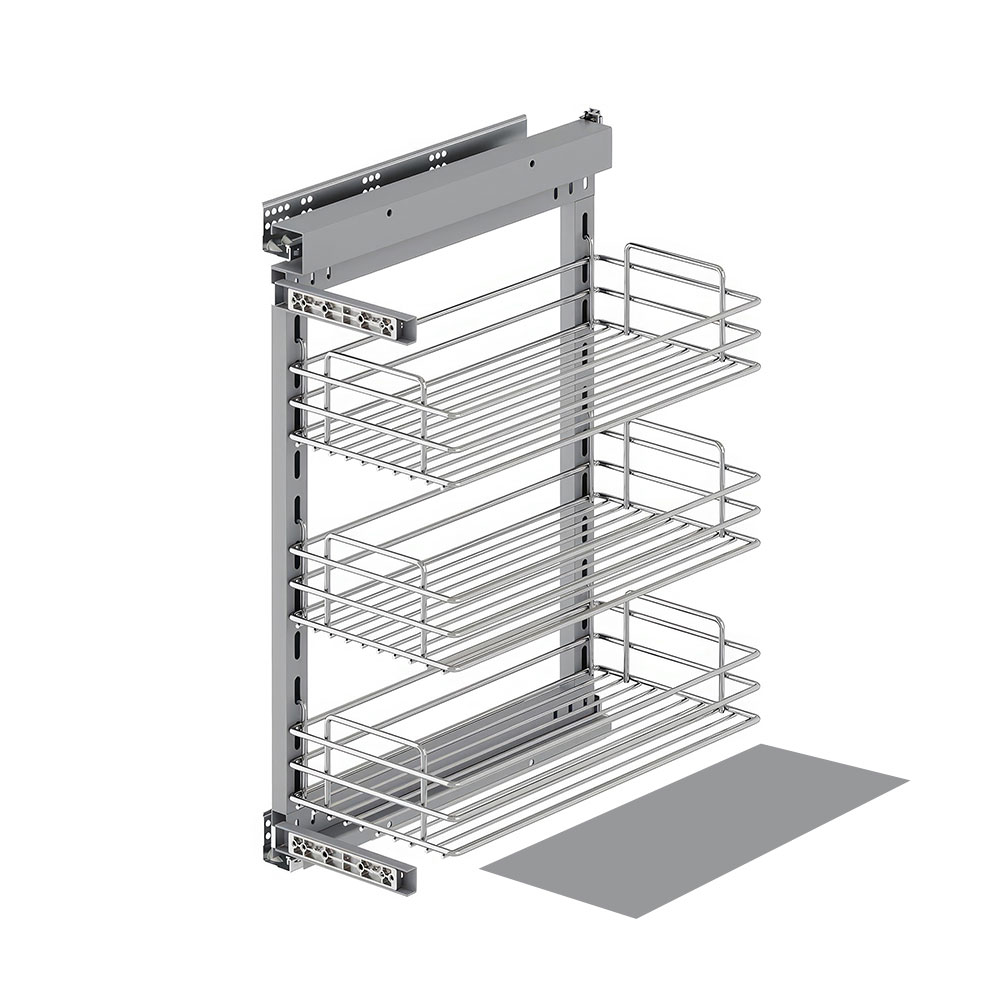 Starax S-2796-C Yandan Gizli Raylı Ahşap Tabanlı Tel Ünite Sağ 90° Krom 35 cm.