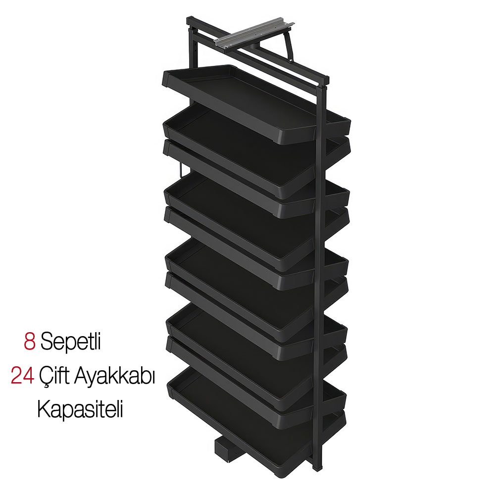 Starax S-6833-A Teleskopik Raylı Döner Ayakkabılık Antrasit 135 cm