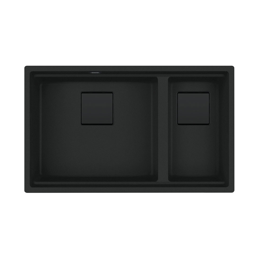 Franke Kubus 2 KNG 160-46-21 Mat Siyah Tezgah Altı 760x460mm 1,5 Gözlü Damlalıksız Granit Evye
