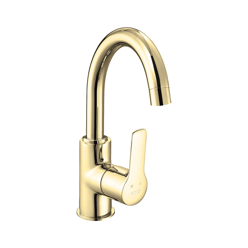 ECA 102808953 Luna Kısa Kuğu Lavabo Bataryası, Altın
