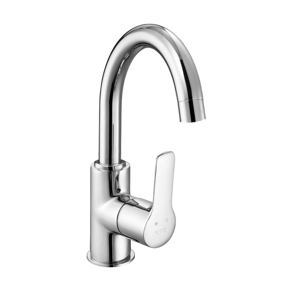 ECA 102108953 Luna Kısa Kuğu Lavabo Bataryası, Krom