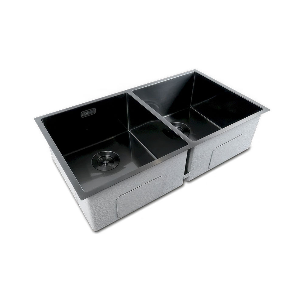 Crauf Stella 4580 Pvd Füme Dark Graphite Çift Gözlü El Yapımı Eviye