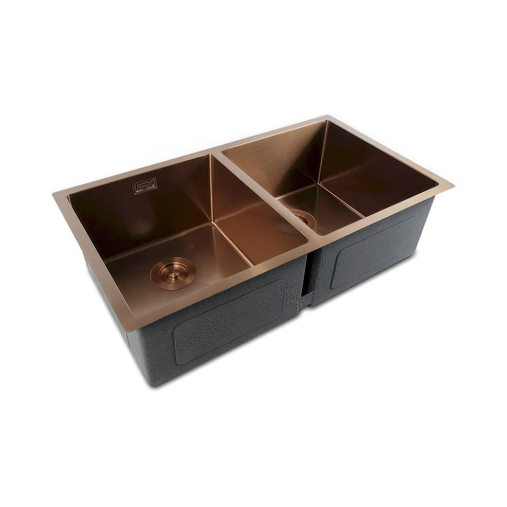 Crauf Stella 4580 Pvd Bakır Royal Bronze Çift Gözlü El Yapımı Eviye