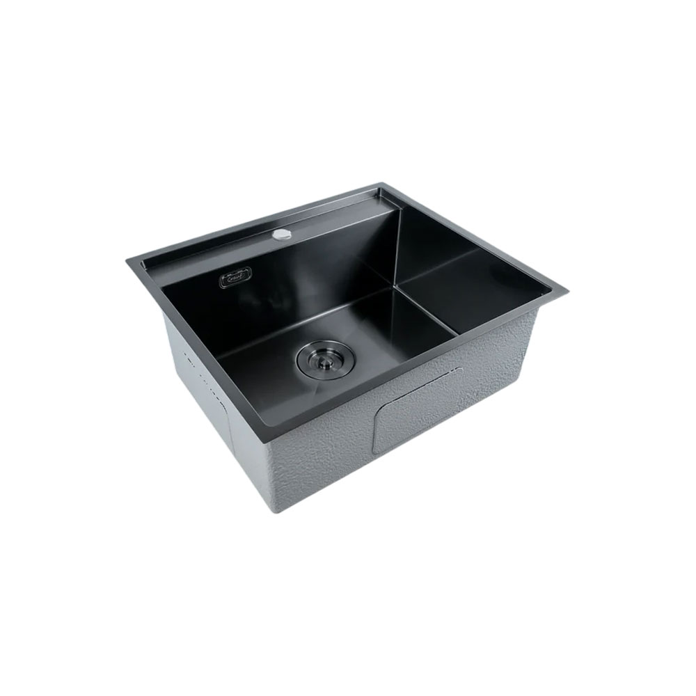 Crauf Poli 6301 Pvd Füme Dark Graphite Tek Gözlü El Yapımı Eviye