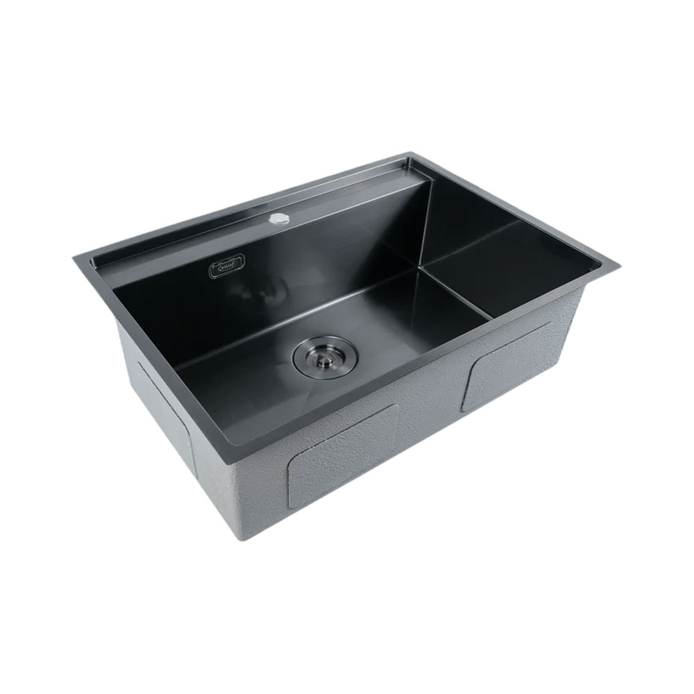 Crauf Poli 6303 Pvd Füme Dark Graphite Tek Gözlü El Yapımı Eviye