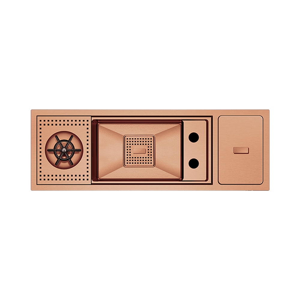 Crauf Lusso 1035 Pvd Bakır Tezgah Üstü 270x790mm El Yapımı Slim Barista &amp; Marine Akıllı Eviye