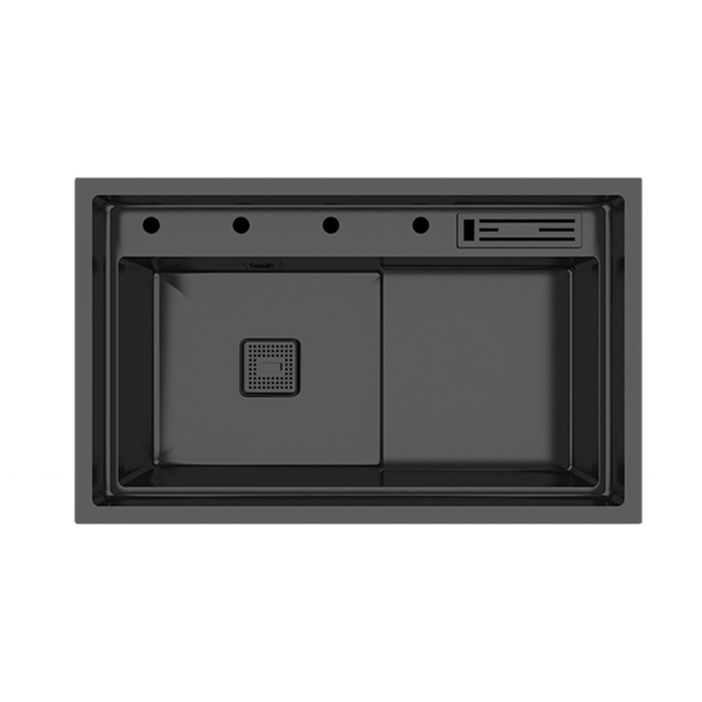 Crauf Lusso 1055 Pvd Füme Tezgah Altı-Üstü-Sıfır 480x800mm Tek Gözlü El Yapımı Eviye