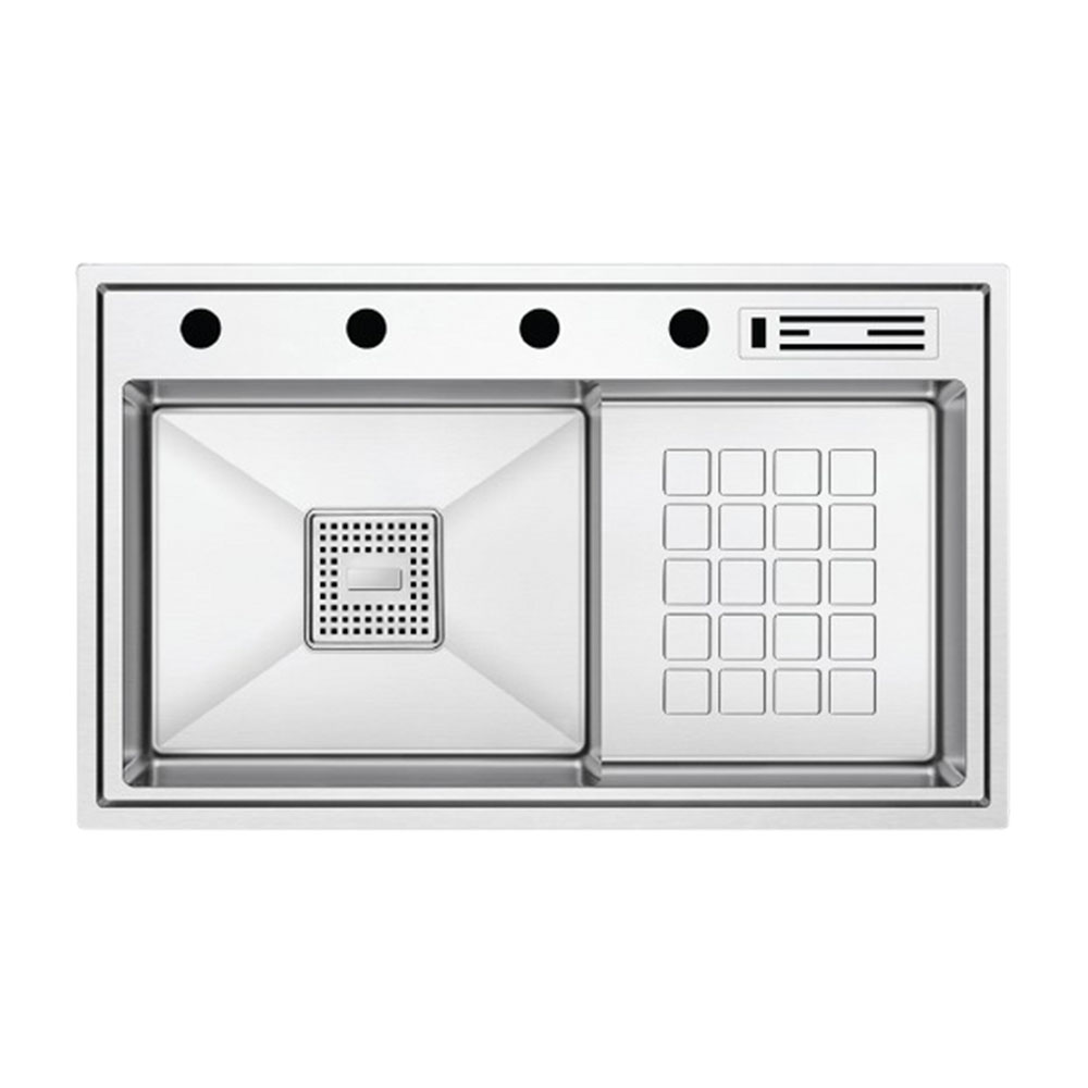 Crauf Lusso 1056 Inox Tezgah Altı-Üstü-Sıfır 480x860mm Tek Gözlü El Yapımı  Sağ Damlalıklı Eviye
