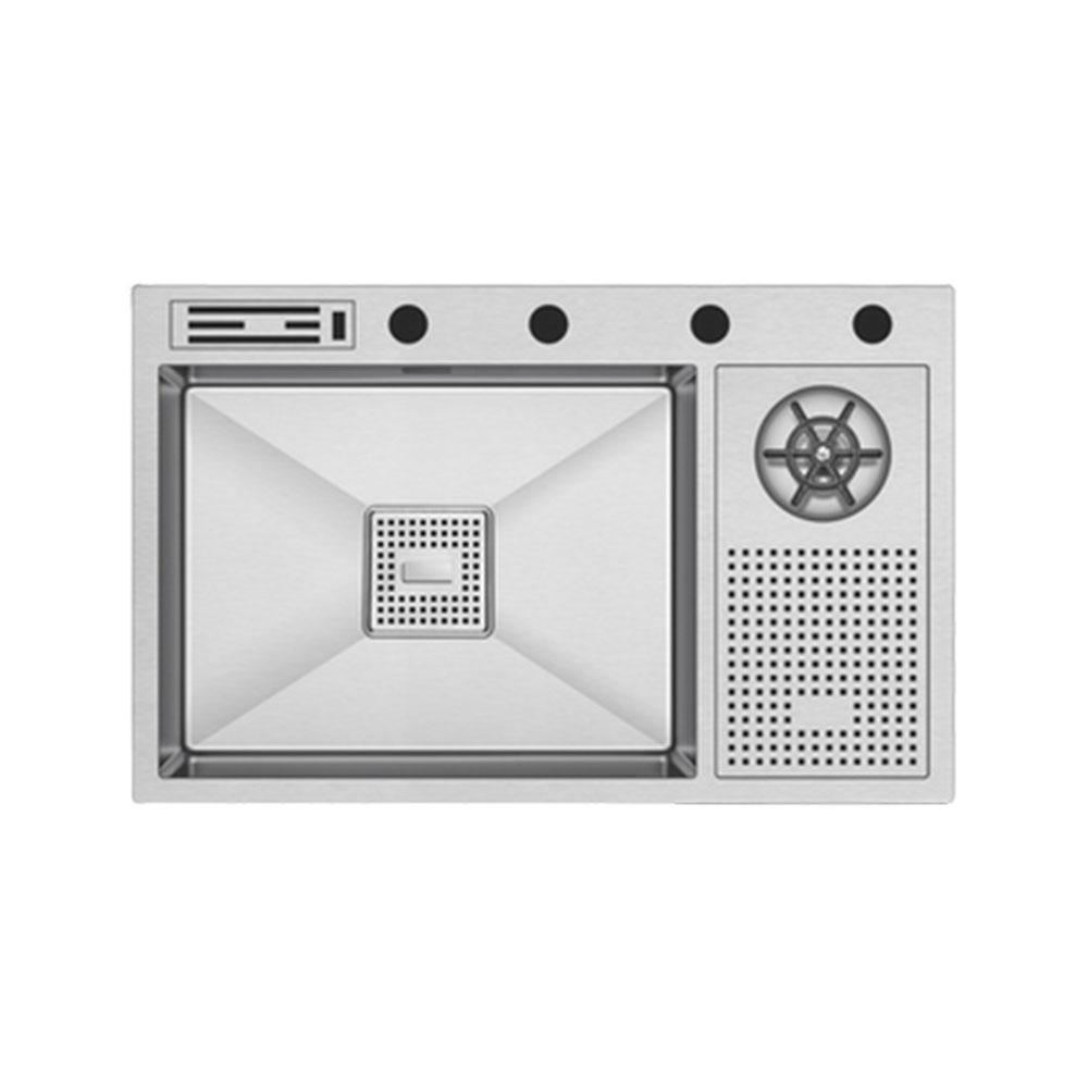 Crauf Lusso 1070 Inox Tezgah Üstü-Sıfır 480x760mm Tek Gözlü El Yapımı Bardak Yıkama Gizli Bıçaklıklı Eviye