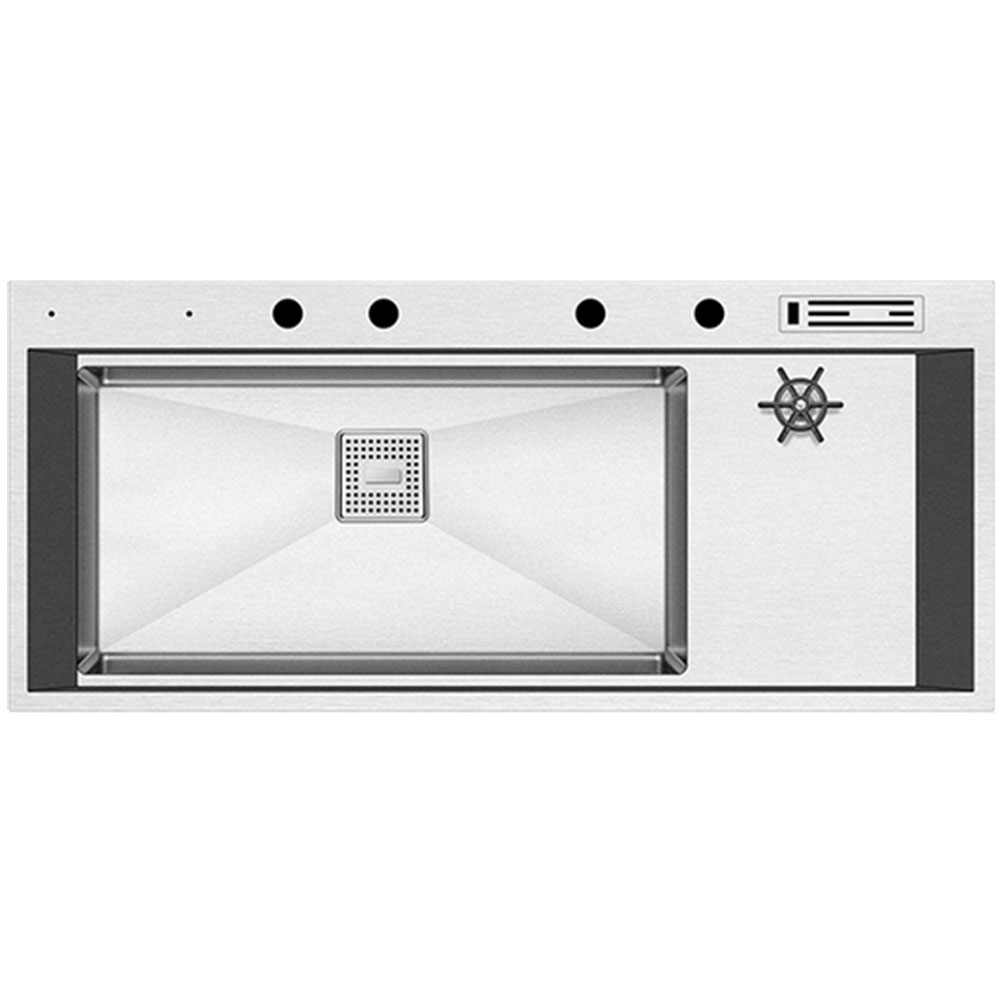 Crauf Lusso 1080 Inox Tezgah Üstü-Sıfır 500x1180mm Tek Gözlü El Yapımı Mega Workstation Bardak Yıkamalı Akıllı Eviye