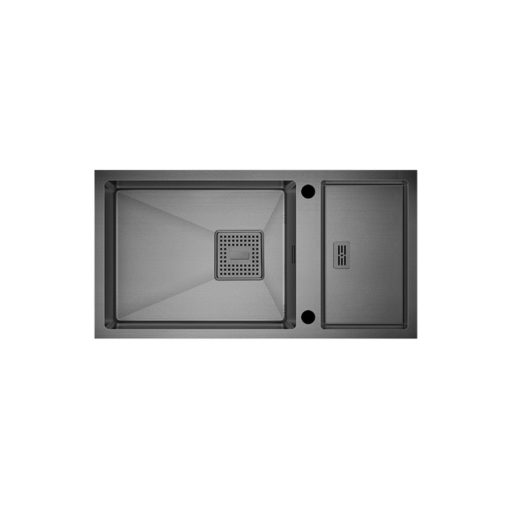 Crauf Lusso 1085 Pvd Füme Tezgah Üstü-Sıfır 430x820mm Tek Gözlü El Yapımı Aktif Kurutma Hazneli Eviye
