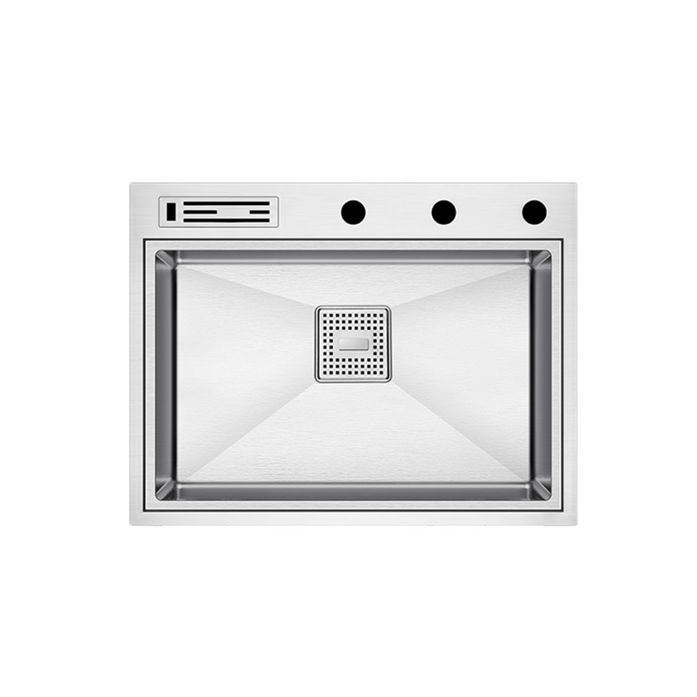Crauf Lusso 6391 Inox Tezgah Üstü-Sıfır 490x640mm Tek Gözlü El Yapımı Kapaklı Bıçaklı Akıllı Eviye
