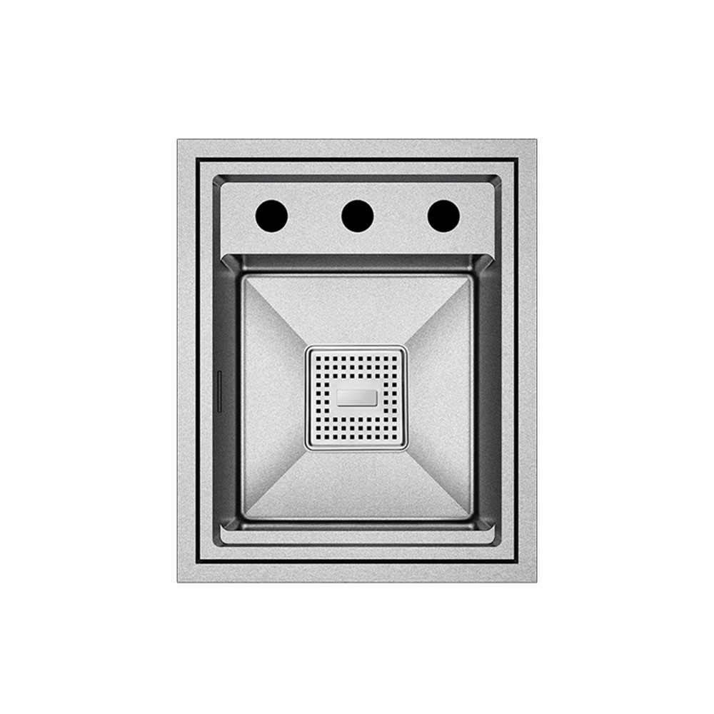 Crauf Lusso 6390 Mat Gri Tezgah Üstü-Sıfır 470x320mm Tek Gözlü El Yapımı Kapaklı Minimalist Akıllı Eviye