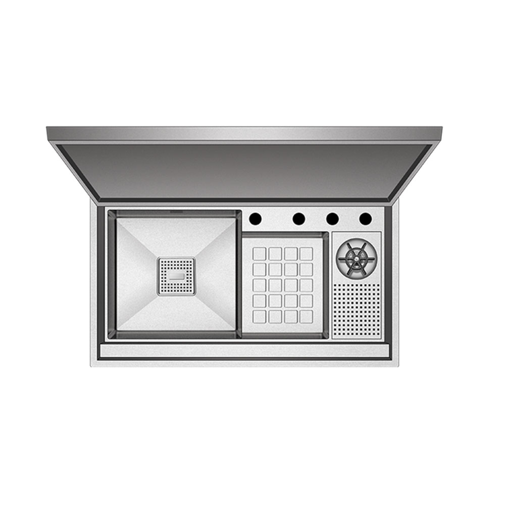 Crauf Lusso 6395 Inox Tezgah Üstü-Sıfır 500x880mm Tek Gözlü El Yapımı Hidrolik Asansörlü Batarya Uyumlu Flagship Eviye