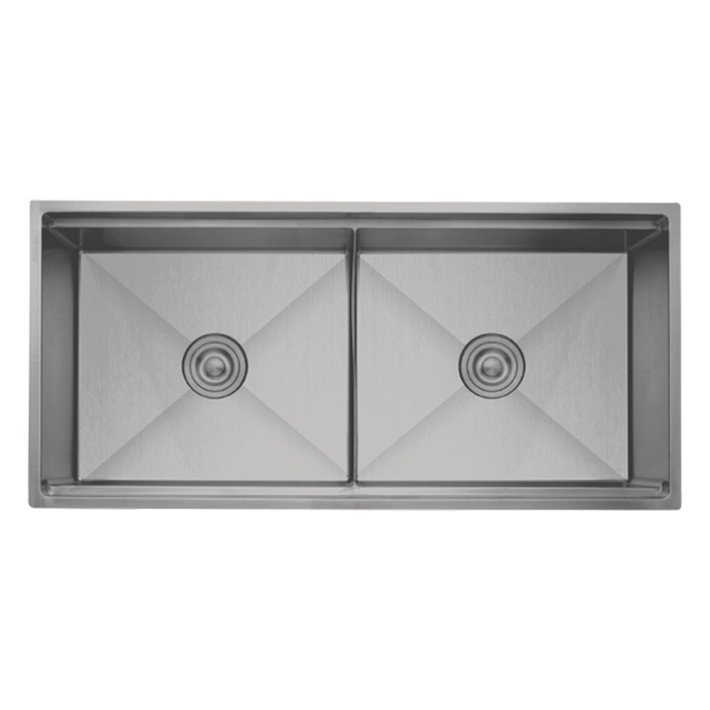 Crauf Vertice 4898A Mat Gri Tezgah Altı-Üstü-Sıfır 480x980mm Çift Gözlü El Yapımı Workstation Eviye