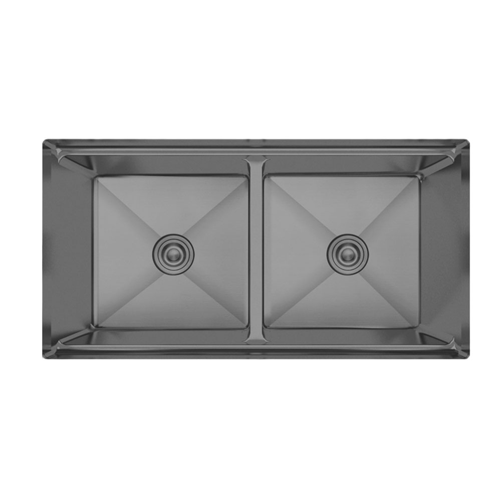 Crauf Vertice 4895 Pvd Füme Tezgah Altı-Üstü-Sıfır 480x950mm Çift Gözlü El Yapımı Workstation Eviye