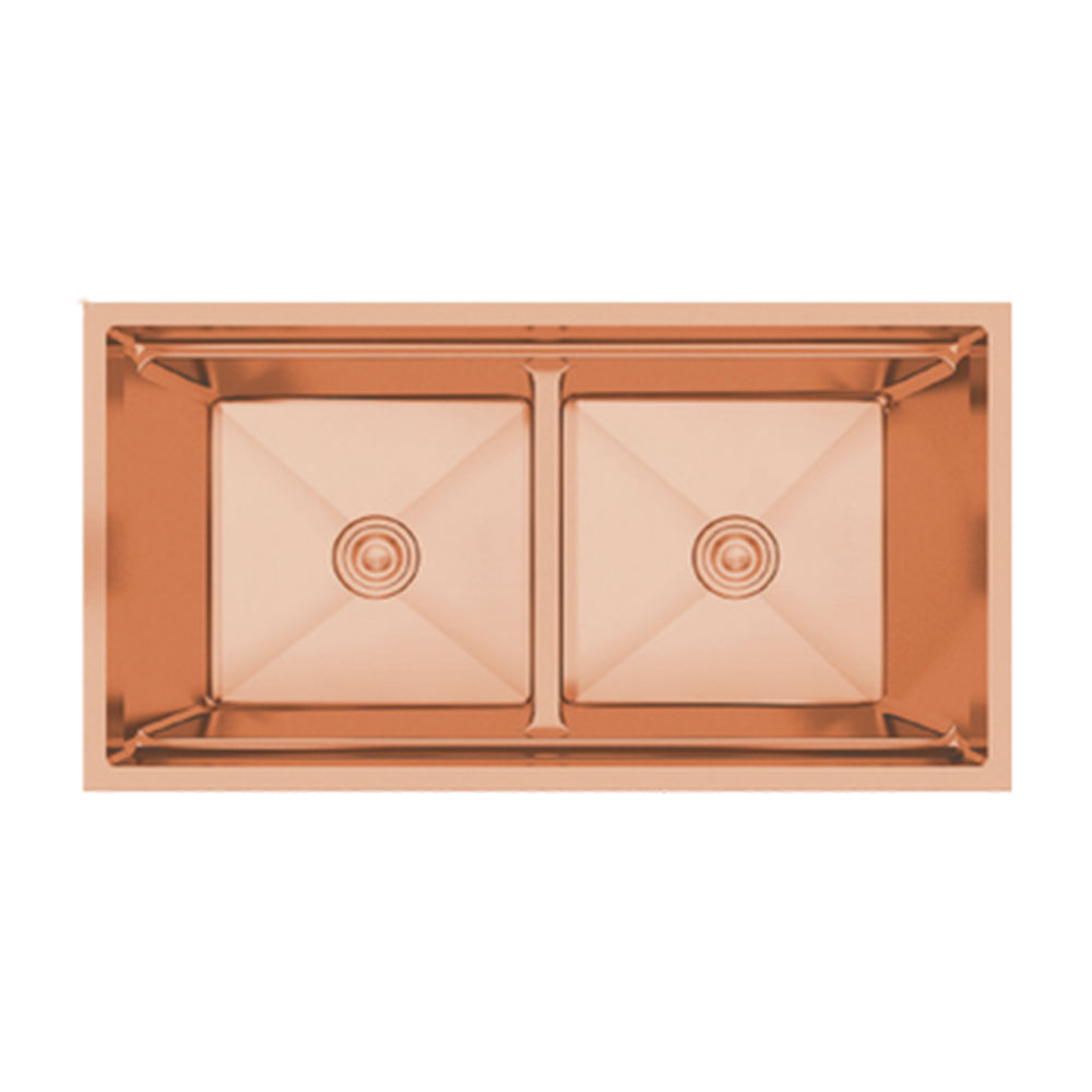 Crauf Vertice 4895 Pvd Bakır Tezgah Altı-Üstü-Sıfır 480x950mm Çift Gözlü El Yapımı Workstation Eviye