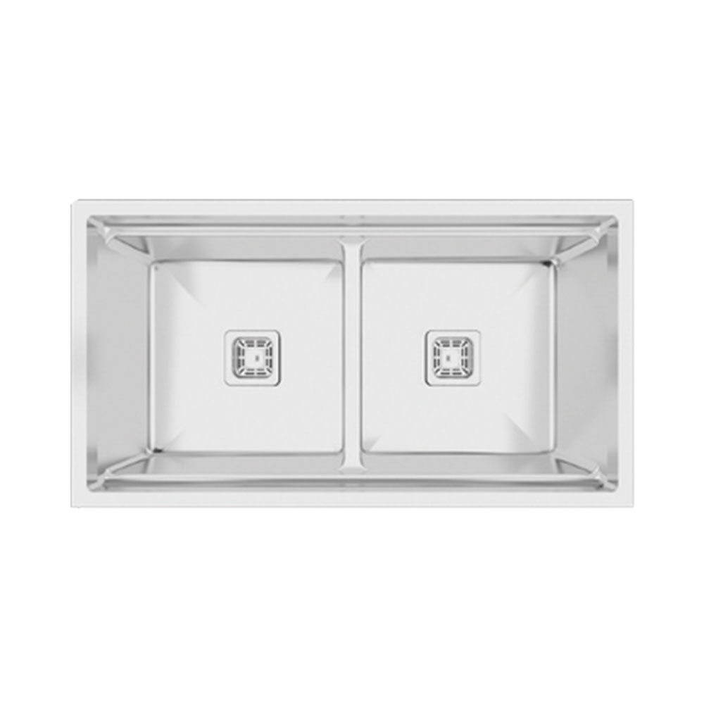 Crauf Vertice Plus 2055 Inox Tezgah Altı-Üstü-Sıfır 482x914mm Çift Gözlü El Yapımı Endüstriyel Workstation Eviye